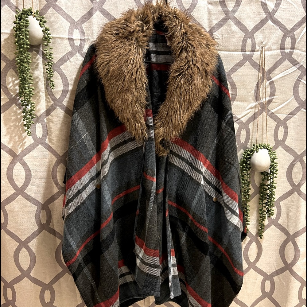 Gorgeous faux fur and plaid shall
